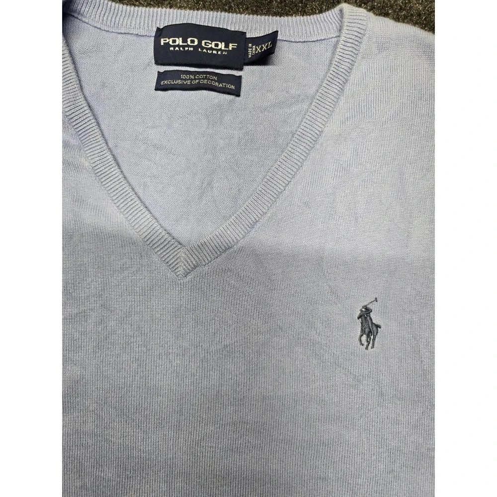 Polo Golf‎ Ralph Lauren Men's 100% Cotton Blue Sweater Vest Size XXL